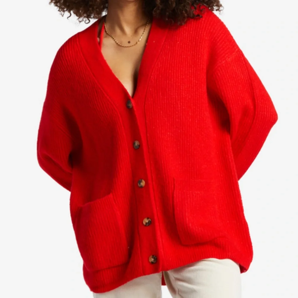 Billabong “So Chill” Cardigan | Red | Size Medium - Picture 2 of 8